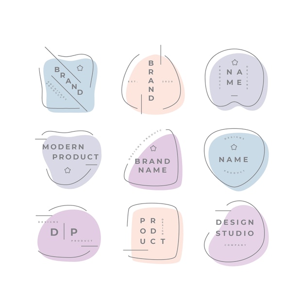 Colección de logotipos minimalistas en colores pastel