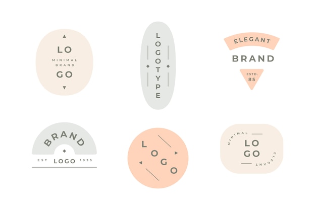 Vector gratuito colección de logotipos minimalistas en colores pastel