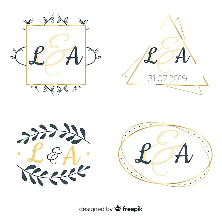 Vector gratuito colección de logotipos de monograma de boda
