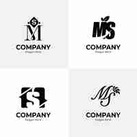 Vector gratuito colección de logotipos de ms de diseño plano