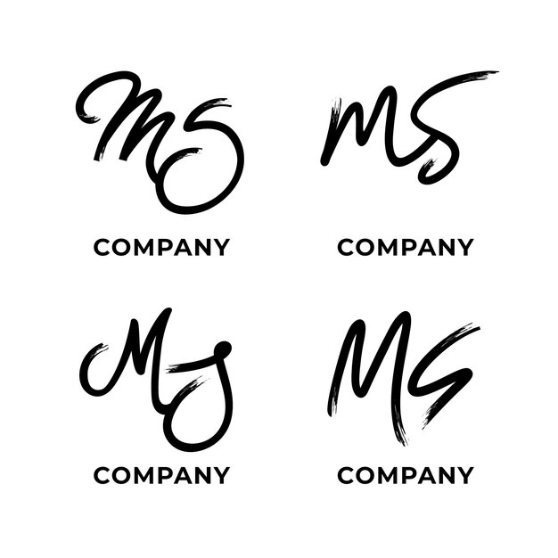 Colección de logotipos ms pintados a mano