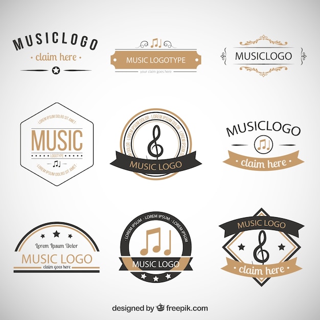 Vector gratuito colección de logotipos de música retro