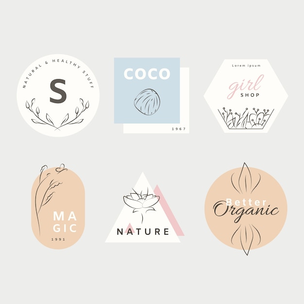 Vector gratuito colección de logotipos de negocios naturales en estilo minimalista