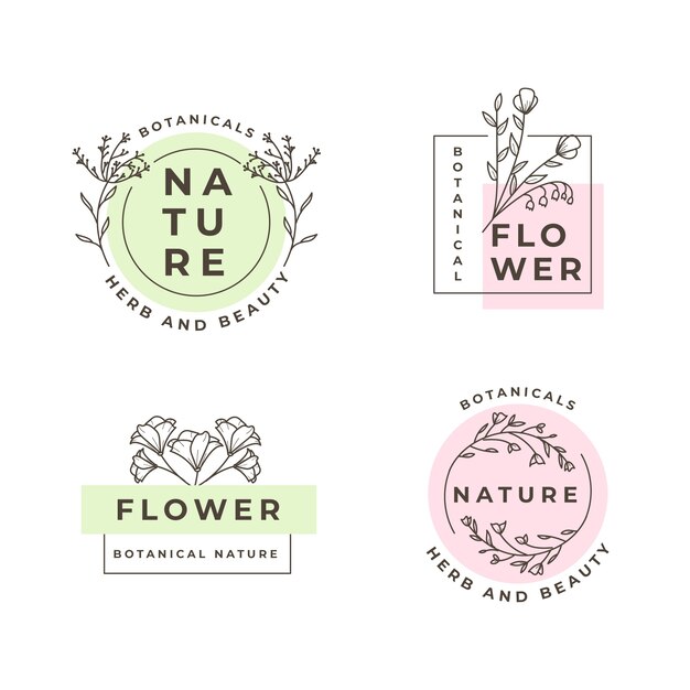 Colección de logotipos de negocios naturales en estilo minimalista