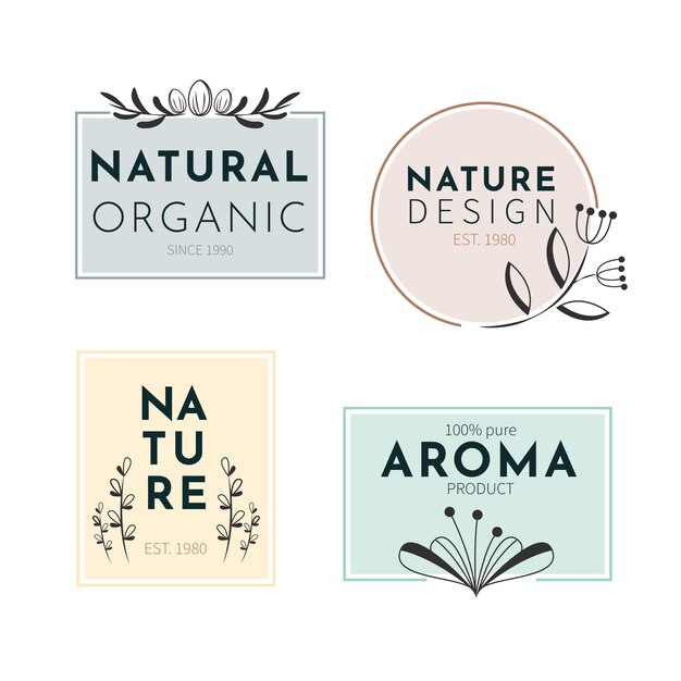 Colección de logotipos de negocios naturales en estilo minimalista
