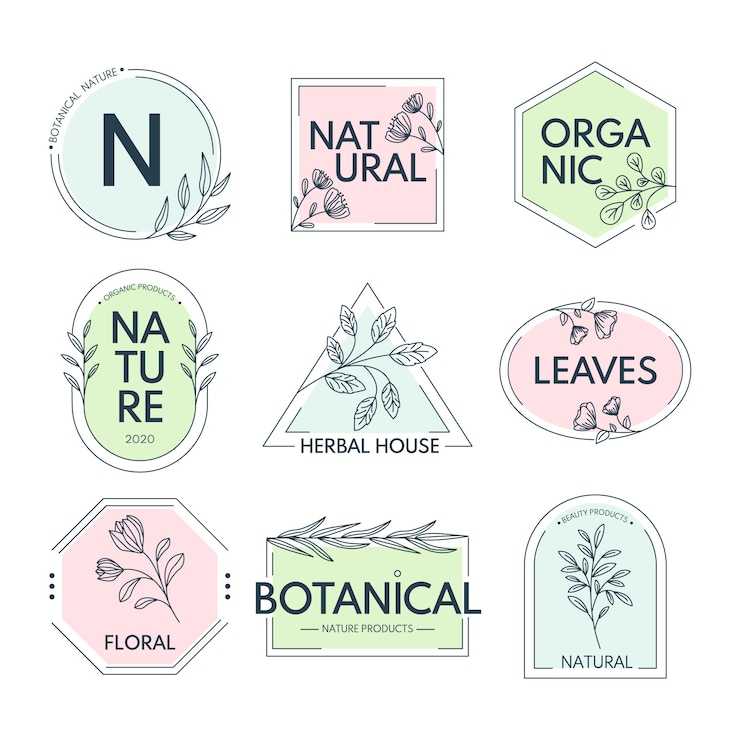 Vector gratuito colección de logotipos de negocios naturales en estilo minimalista