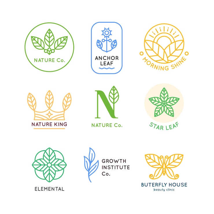 Vector gratuito colección de logotipos de negocios naturales mínimos