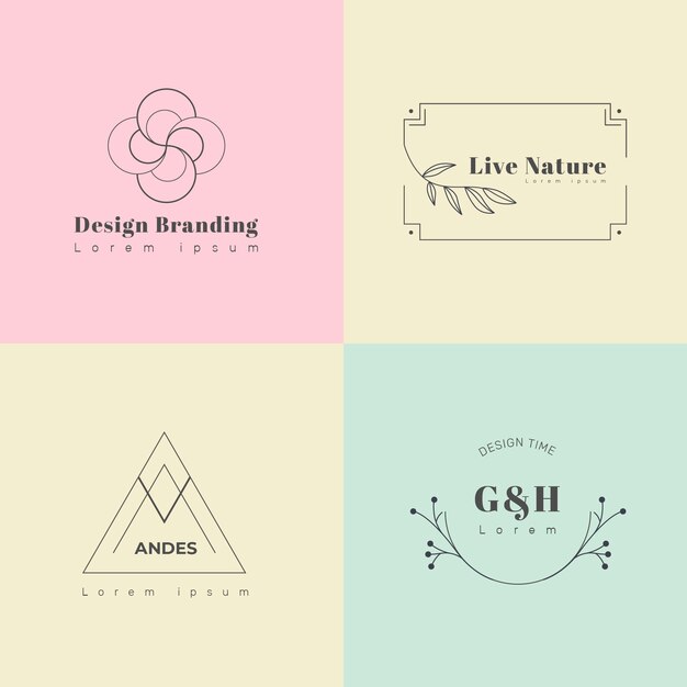 Colección de logotipos pastel minimalistas