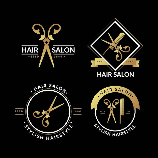 Colección de logotipos de peluquerías de lujo