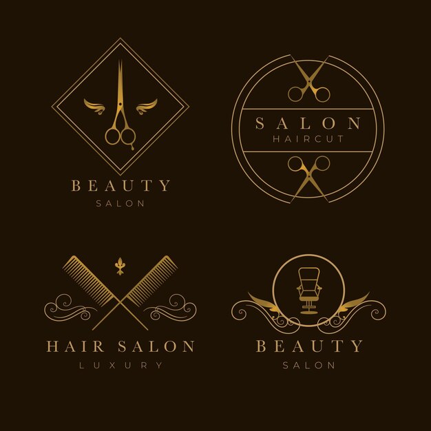 Colección de logotipos de peluquerías de lujo