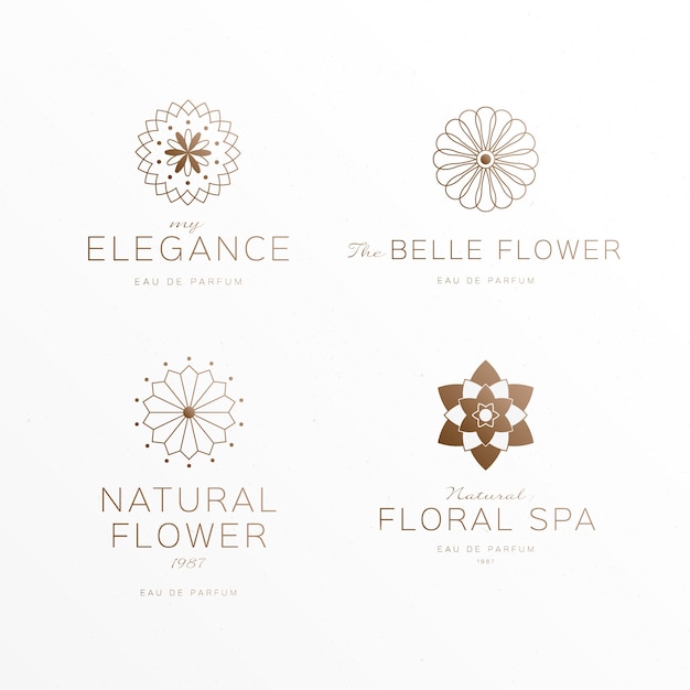 Vector gratuito colección de logotipos de perfumes florales de lujo