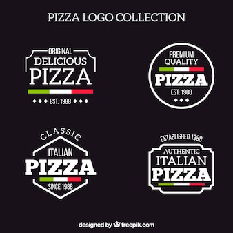 Colección de logotipos de pizza en estilo retro