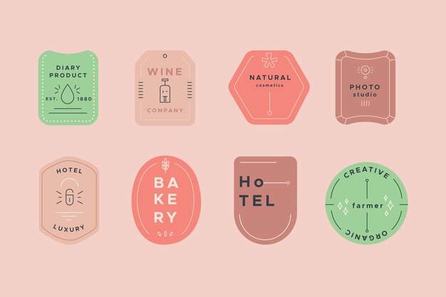 Colección de logotipos con plantilla de colores pastel