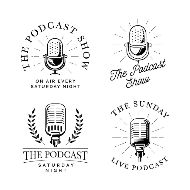 Vector gratuito colección de logotipos de podcasts vintage