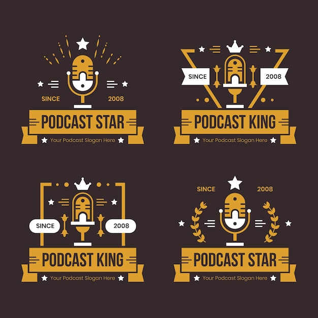 Vector gratuito colección de logotipos de podcasts vintage