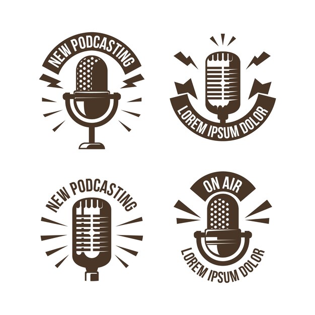 Colección de logotipos de podcasts vintage
