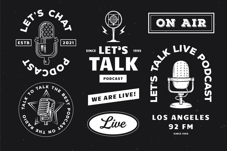 Vector gratuito colección de logotipos de podcasts vintage