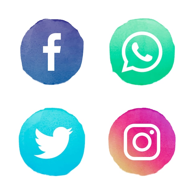 Vector gratuito colección de logotipos de redes sociales de acuarela