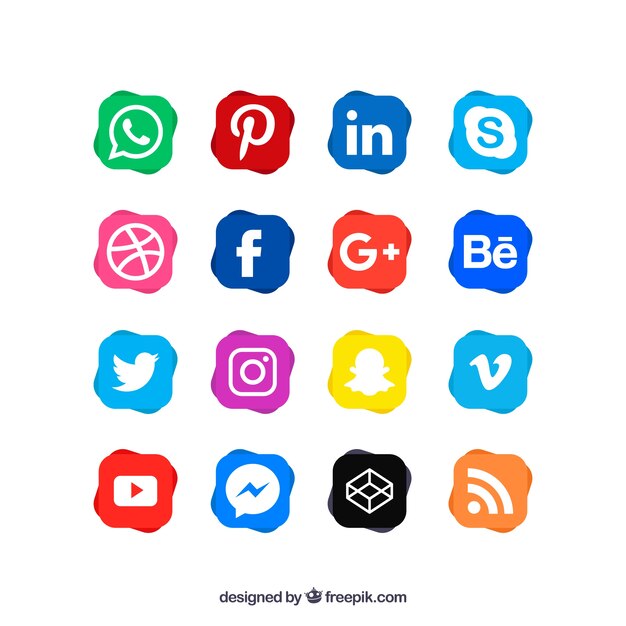 Colección de logotipos de redes sociales en estilo plano