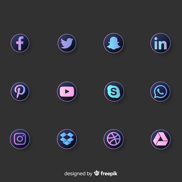 Vector gratuito colección de logotipos de redes sociales gradiente