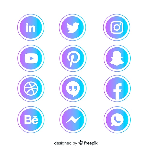 Colección de logotipos de redes sociales gradiente