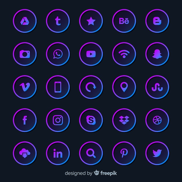 Vector gratuito colección de logotipos de redes sociales gradiente