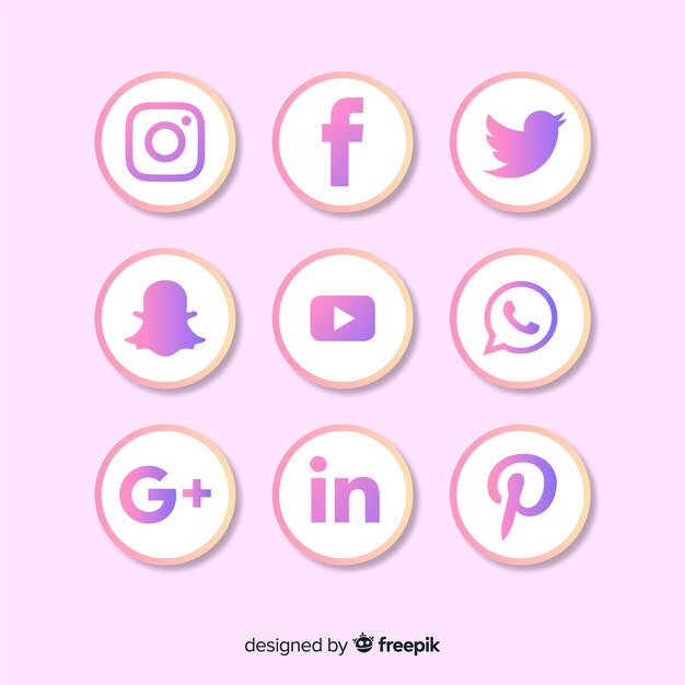 Colección de logotipos de redes sociales gradiente