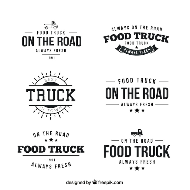 Colección de logotipos retro de camionetas de comida