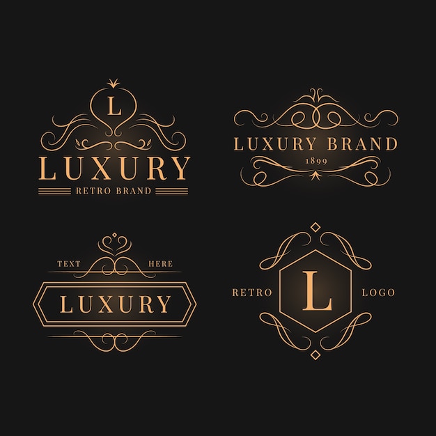 Colección de logotipos retro de lujo