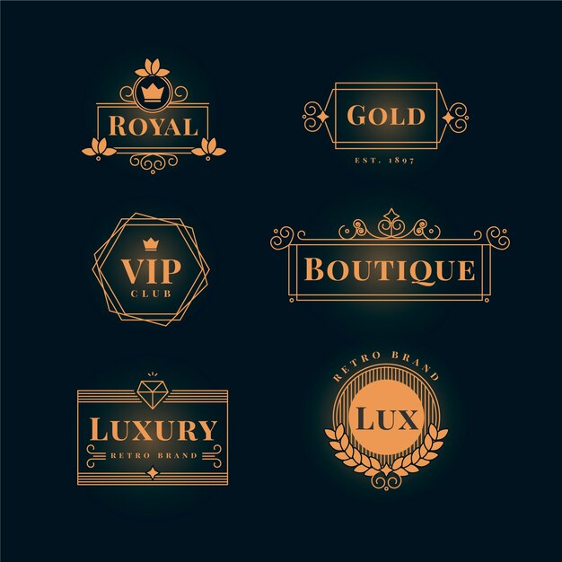 Colección de logotipos retro de lujo
