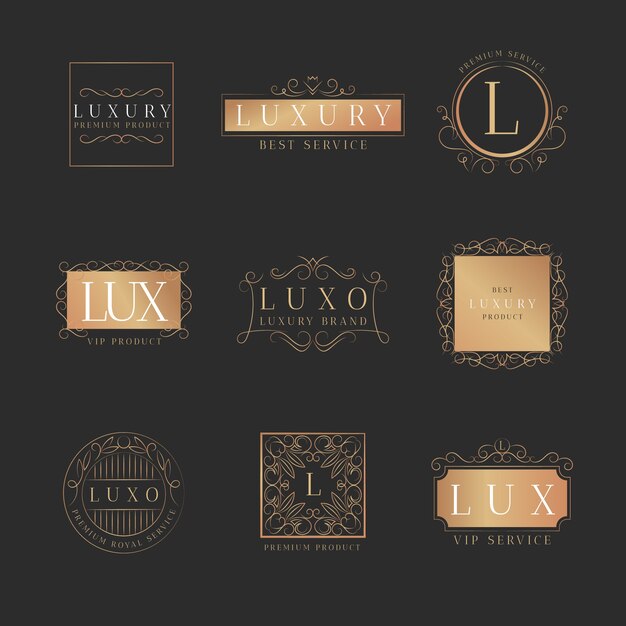 Colección de logotipos retro de lujo