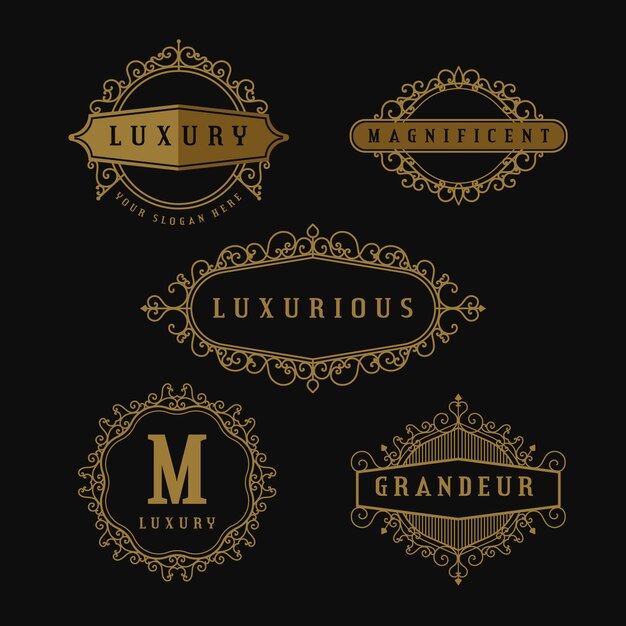 Colección de logotipos retro de lujo