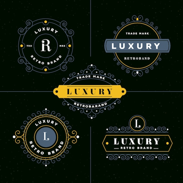 Vector gratuito colección de logotipos retro de lujo