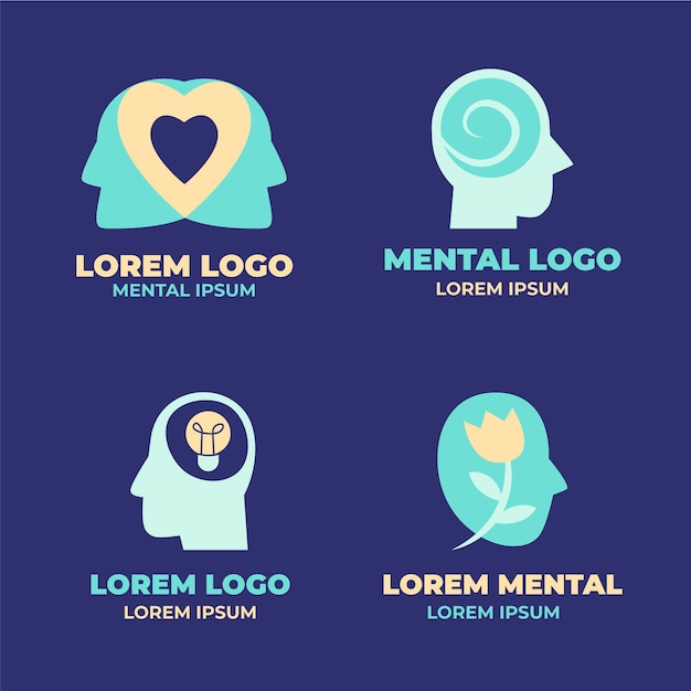 Colección de logotipos de salud mental en diseño plano