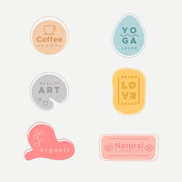 Colección de logotipos simplistas con colores pastel