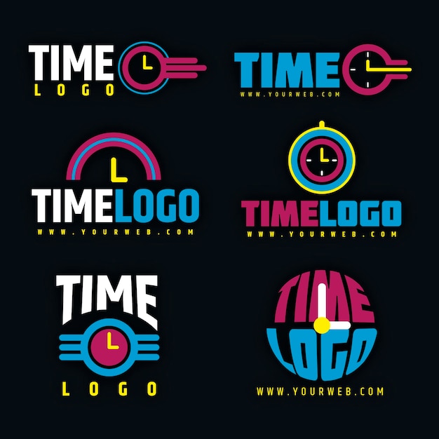 Vector gratuito colección de logotipos de tiempo de diseño plano