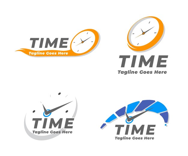 Colección de logotipos de tiempo plano