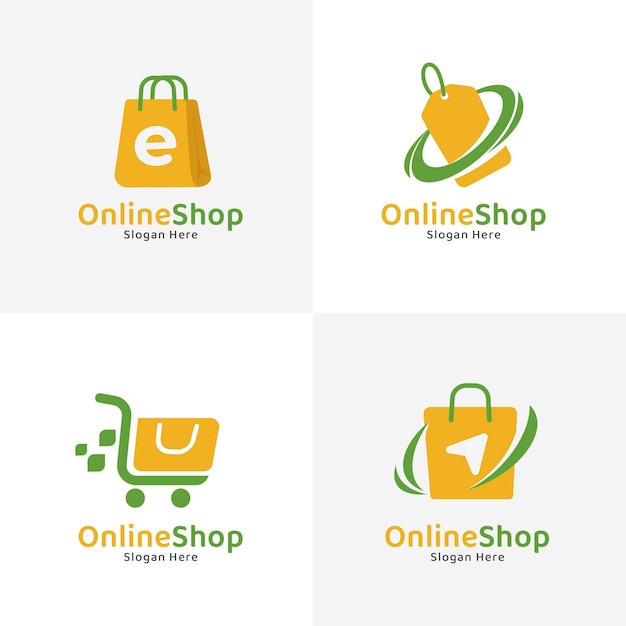 Colección de logotipos de tienda online de diseño plano