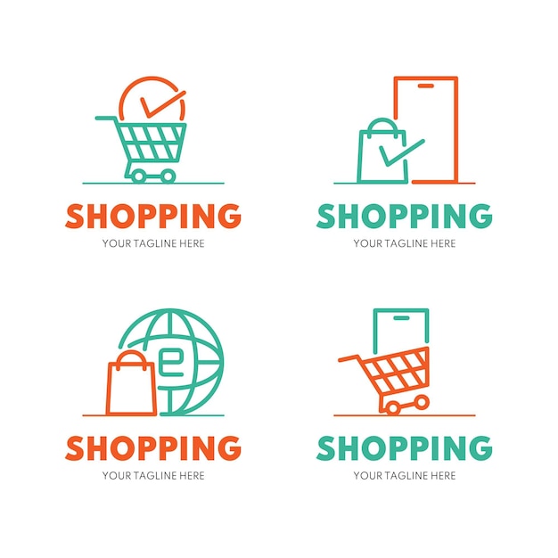 Vector gratuito colección de logotipos de tienda online de diseño plano