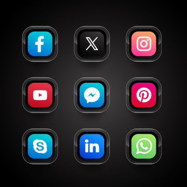 Colección de logotipos de Twitter Gradient y otras aplicaciones de redes sociales