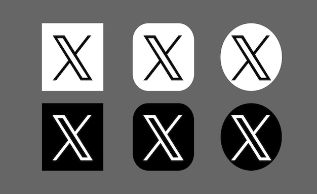 Colección de logotipos X en blanco y negro sobre un fondo gris