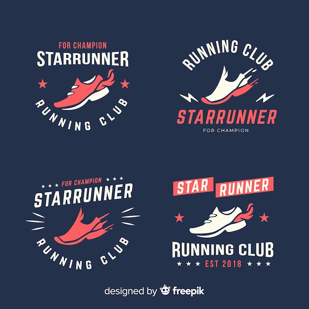 Vector gratuito colección de logotipos de zapatos de correr