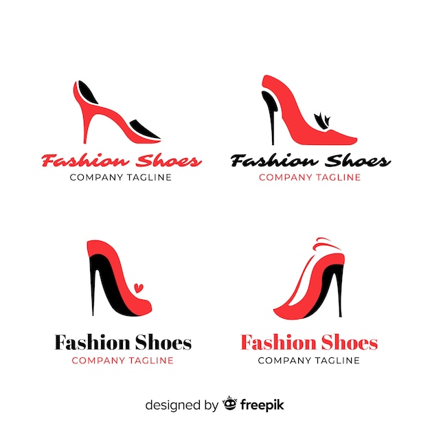 Vector gratuito colección de logotipos de zapatos de moda