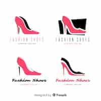 Vector gratuito colección de logotipos de zapatos de moda