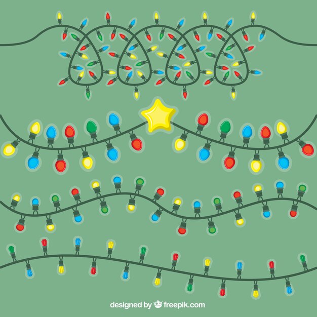 Colección de luces coloridas para la celebración de navidad