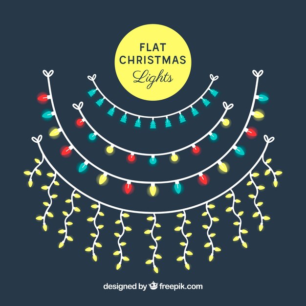 Colección de luces de navidad circulares