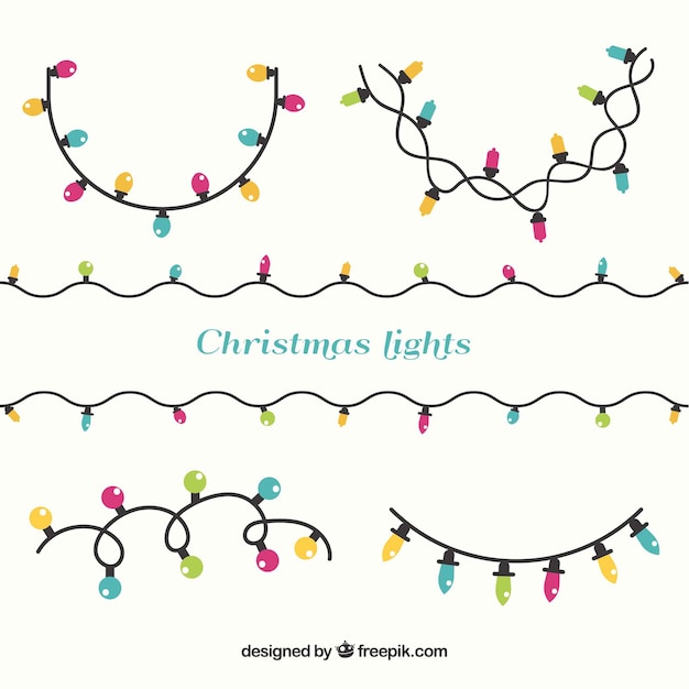 Colección de luces de navidad sobre un fondo beige