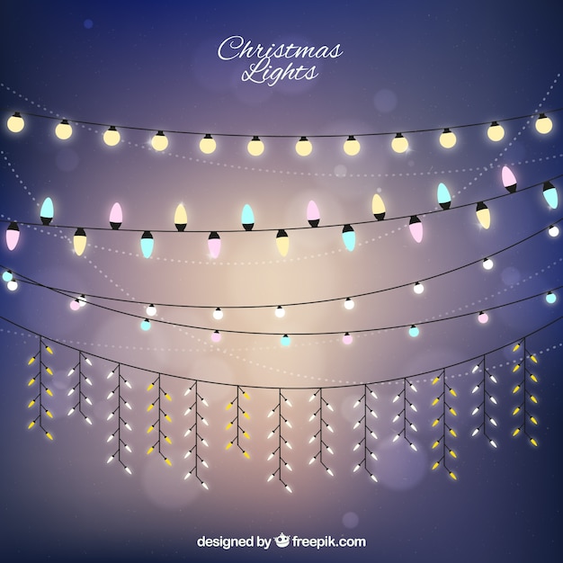 Vector gratuito colección de luces navideñas bonitas