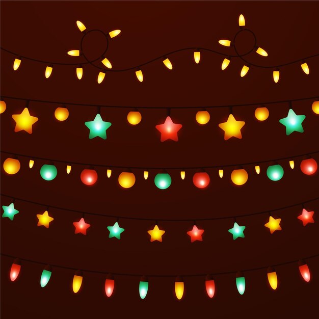 Colección de luces navideñas con degradado