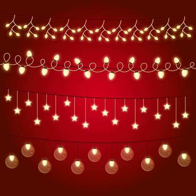 Colección de luces navideñas con degradado